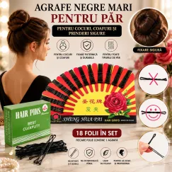 En-gros Agrafe Negre Mari pentru Păr și Cocuri - 18 Folii în Set - vânzare en-gros pentru revânzare