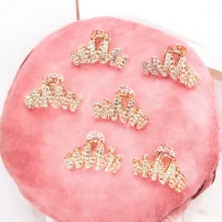En-gros Set 6 Clestișori de Păr G210 (Coroniță Stilată) din Metal Auriu cu Pavaj Luxos de Pietre Strass - vânzare en-gros pentru revânzare