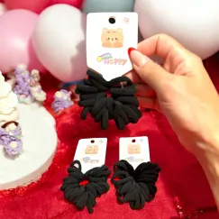 En-gros Set elastice negre pentru păr fetite ambalate pe suport Happy - vânzare en-gros pentru revânzare