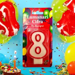En-gros Lumânare pentru tort cifra 8 model clasic roșu alb, Cifra: Cifra 8 - vânzare en-gros pentru revânzare