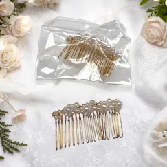 Agrafă pieptene decorativă pentru păr cu perle mari - accesoriu elegant pentru mireasă și ocazii speciale