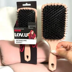 Perie de păr detangling addict LOV.U cu dinți dubli - soluția profesională pentru descâlcirea rapidă, fără ruperea sau electrizarea firelor