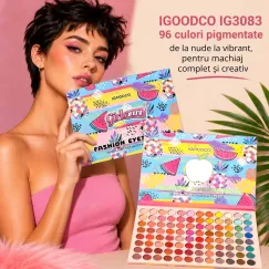 Paletă farduri IGOODCO IG3083 - 96 culori pigmentate, de la nude la vibrant, pentru machiaj complet și creativ