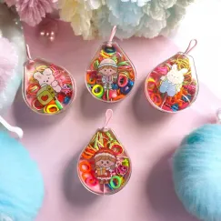 Set 12 cutiuțe lacrimă cu elasticuțe colorate pentru copii - accesorii de păr prezentate într-un ambalaj adorabil și practic