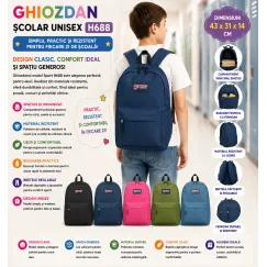 Ghiozdan școlar unisex H688 43x31x14 cm