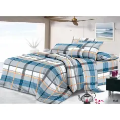En-gros Lenjerie de pat finet 4 piese - carouri albastre și portocalii 200 x 230 cm - vânzare en-gros pentru revânzare