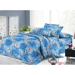 Lenjerie de pat finet 4 piese - floral albastru - H785