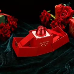 Cutie trandafir metalizat pentru bijuterii, - E388