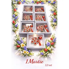 Mărțișor broșă cu pietre și buburuză 12 buc set elegant cadou 1 Martie