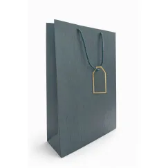 Punga cadou premium verde petrol 42x30x12 cm cu eticheta eleganta