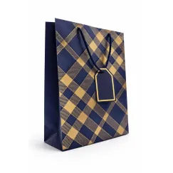 Punga cadou bleumarin auriu 32x26x12 cm model premium elegant