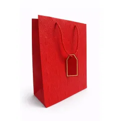 Punga cadou rosie eleganta 32x26x12 cm model premium cu eticheta
