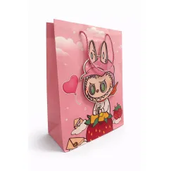 Punga cadou copii roz 32x26x12 cm model iepuras cu inimioara