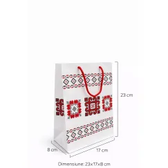 Pungă cadou tradițională mică 23x17x8 - model românesc elegant