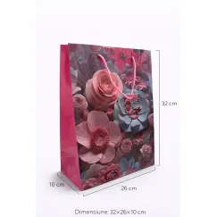 Set pungi cadou medii 32x26x10 model floral 3D - 12 buc/set premium