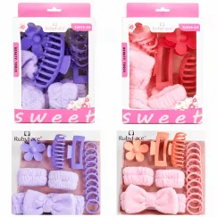 Set accesorii păr femei 16 piese elastice si clame premium