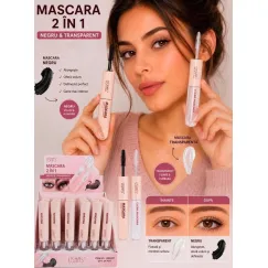 Rimel 2 in 1 negru si gel transparent pentru gene si sprâncene Ushas UMA007