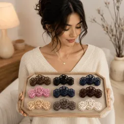 Set 12 clești de păr trandafir colorati pentru coc si coafuri elegante