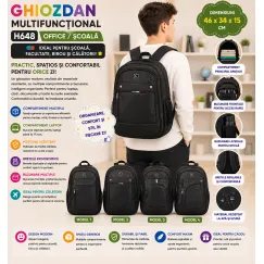 Ghiozdan multifuncțional H648 46x34x15 cm
