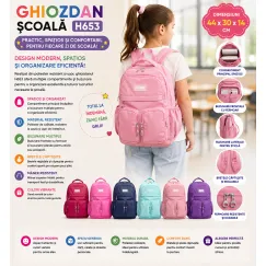 En-gros Ghiozdan școlar H653 44x30x14 cm, poliester, culori mixte - vânzare en-gros pentru revânzare