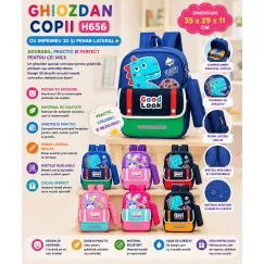 En-gros Ghiozdan copii H656 35x29x11 cm cu imprimeu 3D și penar - vânzare en-gros pentru revânzare