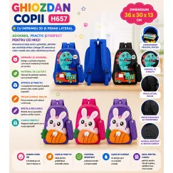 Ghiozdan copii H657 cu imprimeu 3D și penar 36x30x13 cm