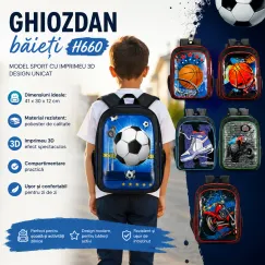 Ghiozdan băieți H660 41x30x12 cm