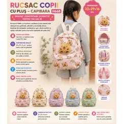 Rucsac copii H668 capibara cu pluș 33x29x16 cm