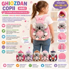Ghiozdan copii H682 28x22x10 cm cu koala 3D din pluș
