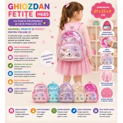 En-gros Ghiozdan fete pisicuță H685 cu paiete 27x23x9 cm - vânzare en-gros pentru revânzare