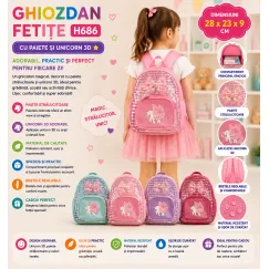 Ghiozdan fete unicorn H686 28x23x9 cm