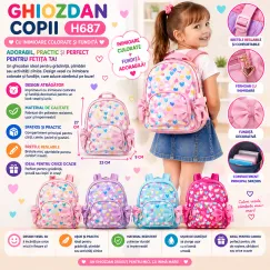 En-gros Ghiozdan fete H687 cu inimioare și fundiță 27x23x9 cm - vânzare en-gros pentru revânzare