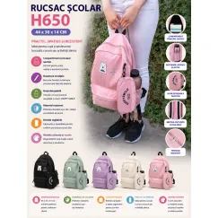 Rucsac școlar H650 44x30x14 cm din poliester