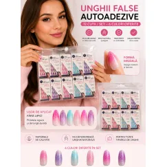 En-gros Unghii false autoadezive migdală cu sclipici - vânzare en-gros pentru revânzare