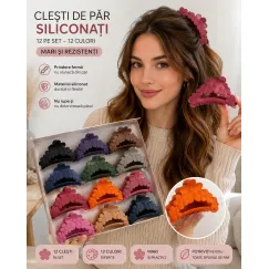 Clești de păr silicon 12/set diverse culori