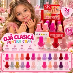 Ojă Clasică pentru Copii Cairuo 8 ml - Set 24 Culori cu Sticluțe Inimioară - Cod 2042