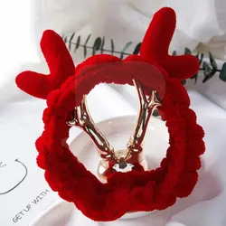 Bentita cosmetica cu model coarne de ren, roșu