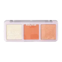 Paletă Ruby Rose Trio Blush & Highlighter – vedere frontală