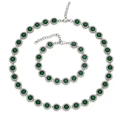 Set colier și brățară cu pietre verzi și microcristale