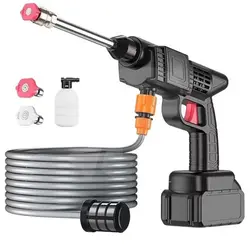 Aparat de spălat cu presiune portabil tip pistol cu 2 acumulatori 48V, spumare și 3 jeturi diferite
