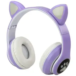 Căști wireless pentru copii CAT STN-28 cu urechi de pisică, Bluetooth 5.0, LED RGB, baterie 400 mAh