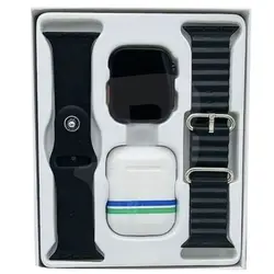 Ceas inteligent unisex cu ecran 2 inch, set cu căști Bluetooth, IP67, curea silicon, negru