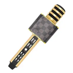 Microfon karaoke wireless Bluetooth negru cu difuzor portabil