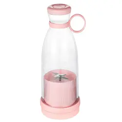 Mini blender portabil roz cu 4 lame din oțel inoxidabil, design compact și sticlă transparentă