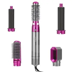 Ondulator de păr cu uscător 5 în 1 multifuncțional cu aer cald, rotativ 360°, accesorii interschimbabile, 3 trepte temperatură