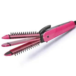 Placă de păr profesională 3 în 1 Nova pentru îndreptat, ondulat și creponat, înveliș ceramic, 200°C