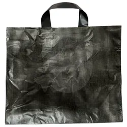 Pungă tip maieu neagră cu model punctat 30×35 cm 50 microni pentru ambalare