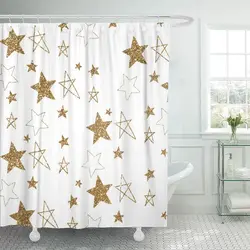 Perdea de duș impermeabilă cu stele aurii și inele incluse 180x180 cm