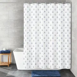 Perdea de duș PEVA cu model ancore alb-albastru 180x180 cm