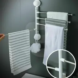 Suport pentru prosoape cu ventuză, fără găuri, rotativ 180°, ABS și oțel inoxidabil